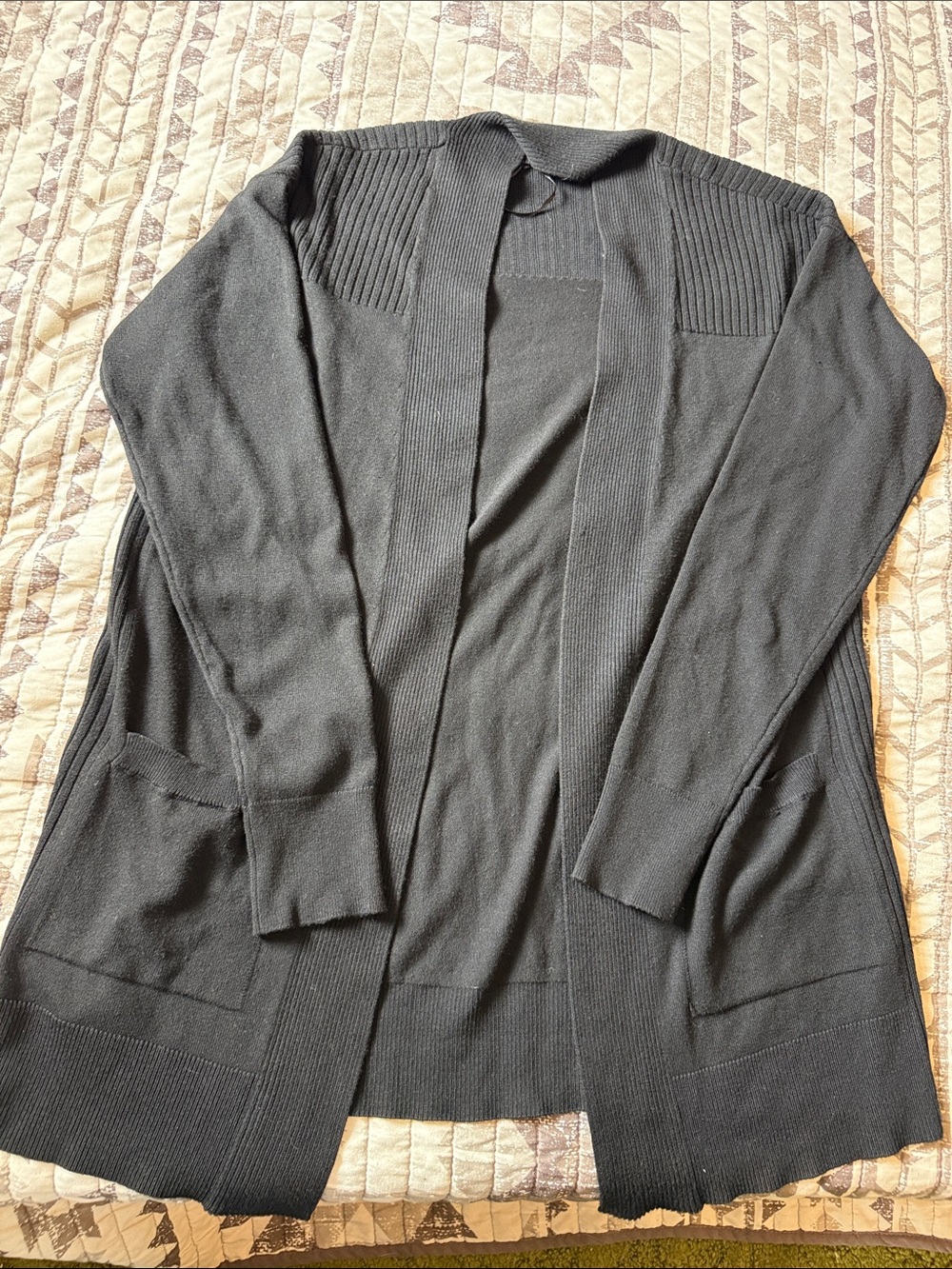 Time and Tru Black Open-Front Women's Cardigan